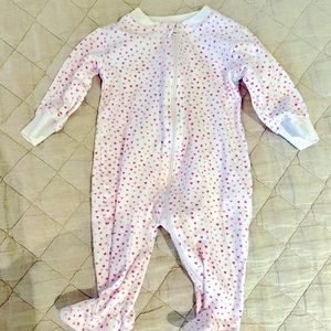 Kissy Kissy Zip-up Footie in Hearts Print